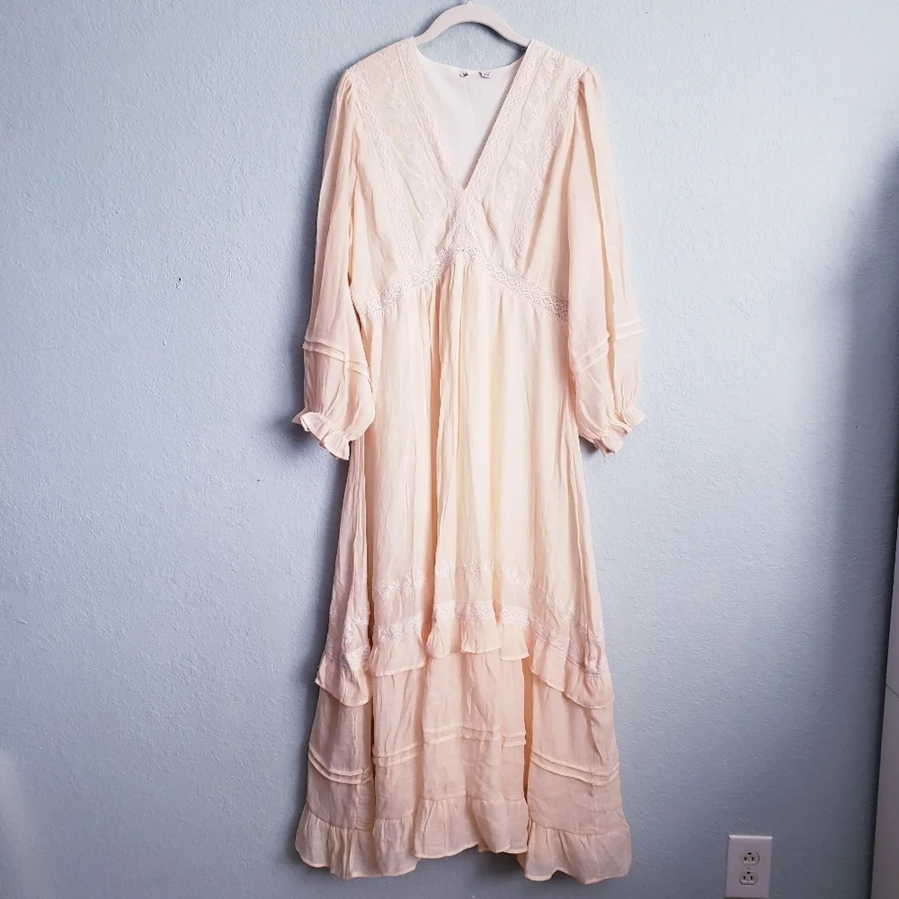 Baltic Born Amberlee Bohemian Neutral Embroidered Midi Dress - Picture 3 of 7
